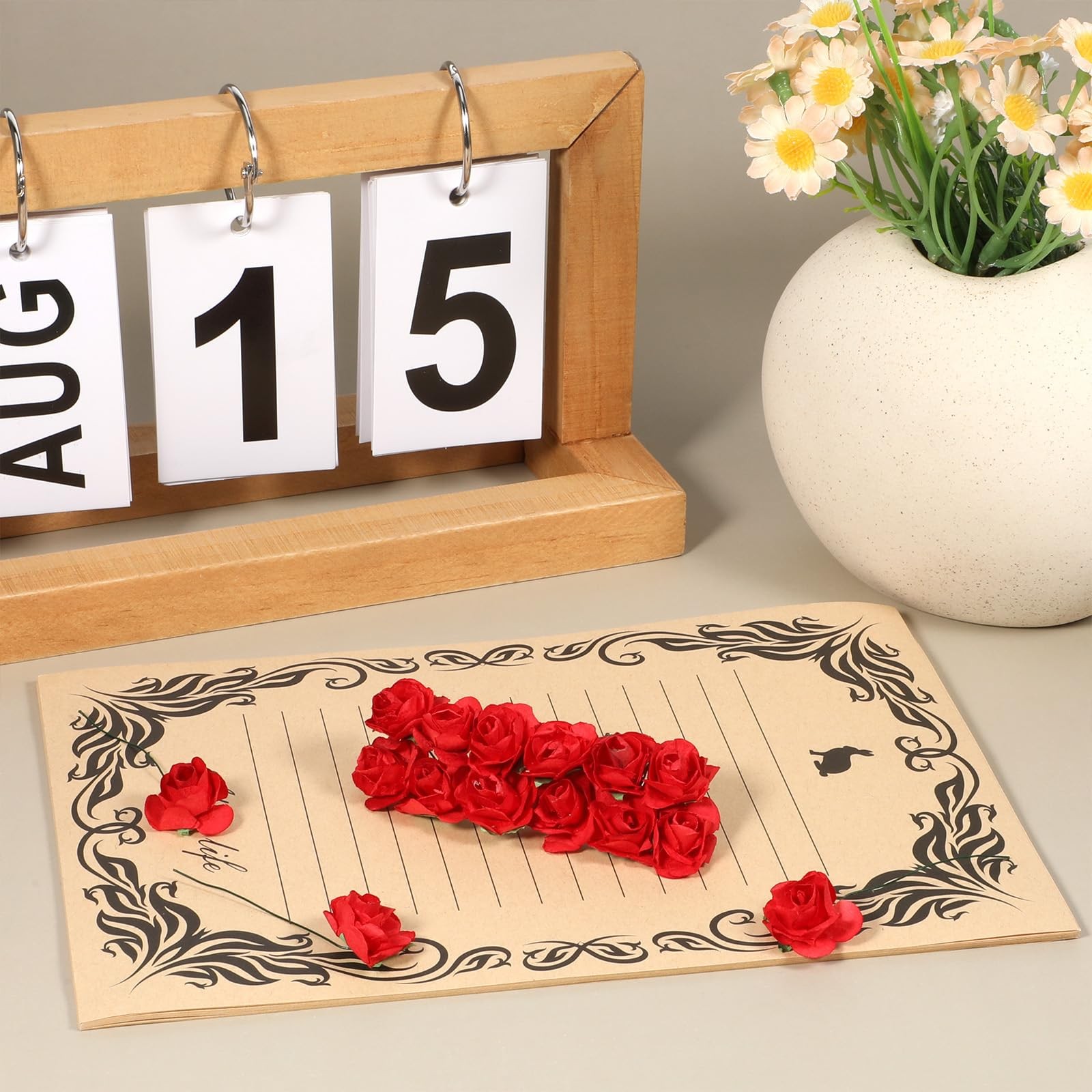 144 Pcs Mini Paper Flowers Red Rose Artificial Flower Head Paper Flowers Bulk…