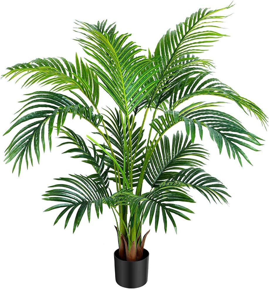 Worth Garden 4ft Artificial Areca Palm Plant, Fake Cane Palm Silk Tree Indoor…