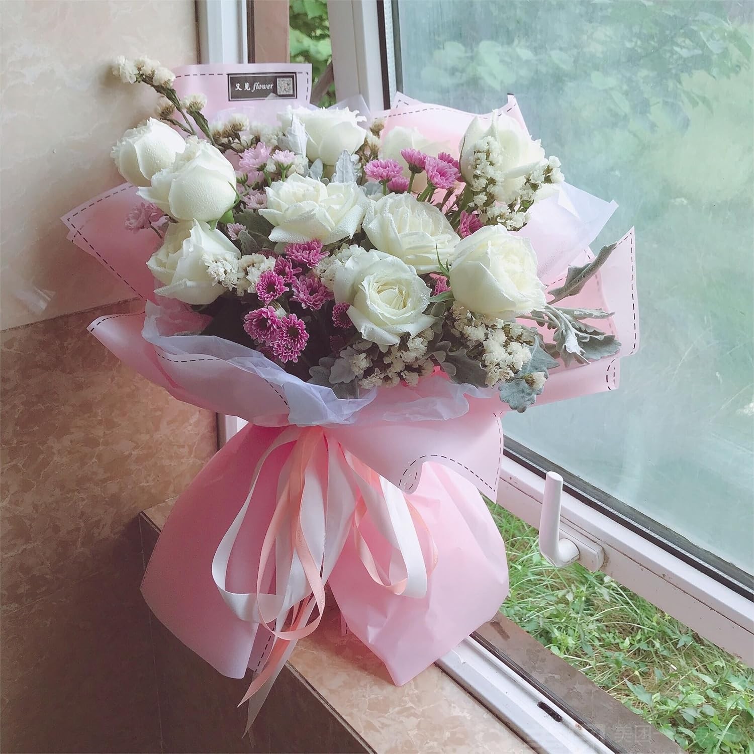 16Pcs Artificial Flowers Fake Roses with Stems, Ivory White Boxed Foam Roses for
