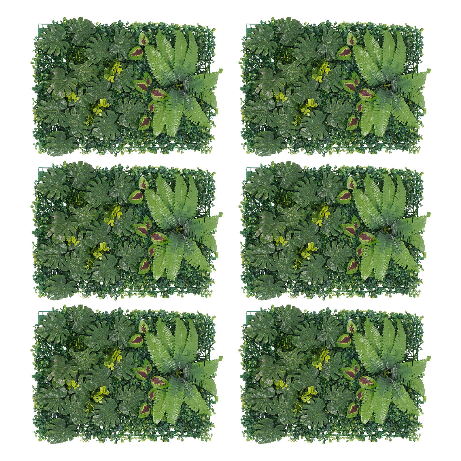 6pcs Artificial Plant Foliage Hedge Grass Mat Greenery Wall Fence Panel Green