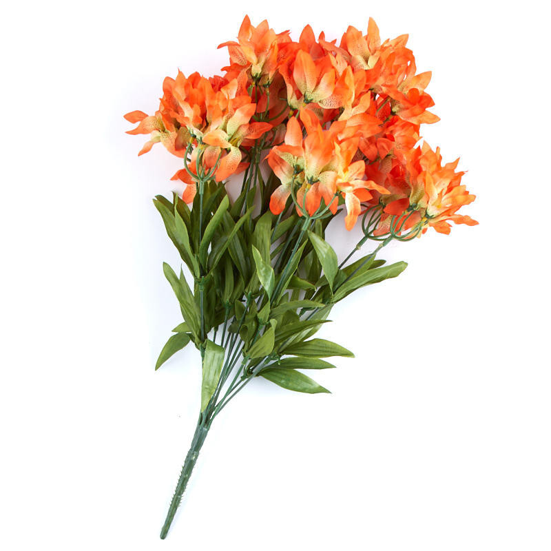 Lot of 3 Orange Artificial Double Lily Bushes