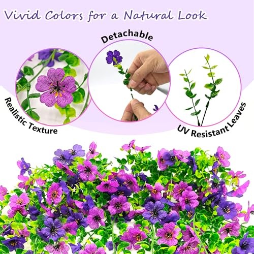 Look Real Artificial Flowers for Outdoors Spring Summer Decor, 2 Pcs UV 2 pack
