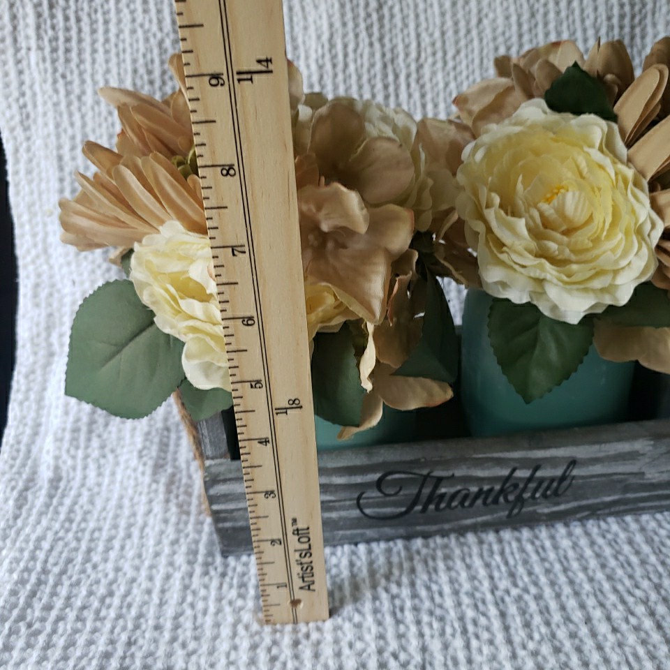 Rustic Mason Jar Table Centerpiece Thankful Wood Tray Kitchen Decor Living Room