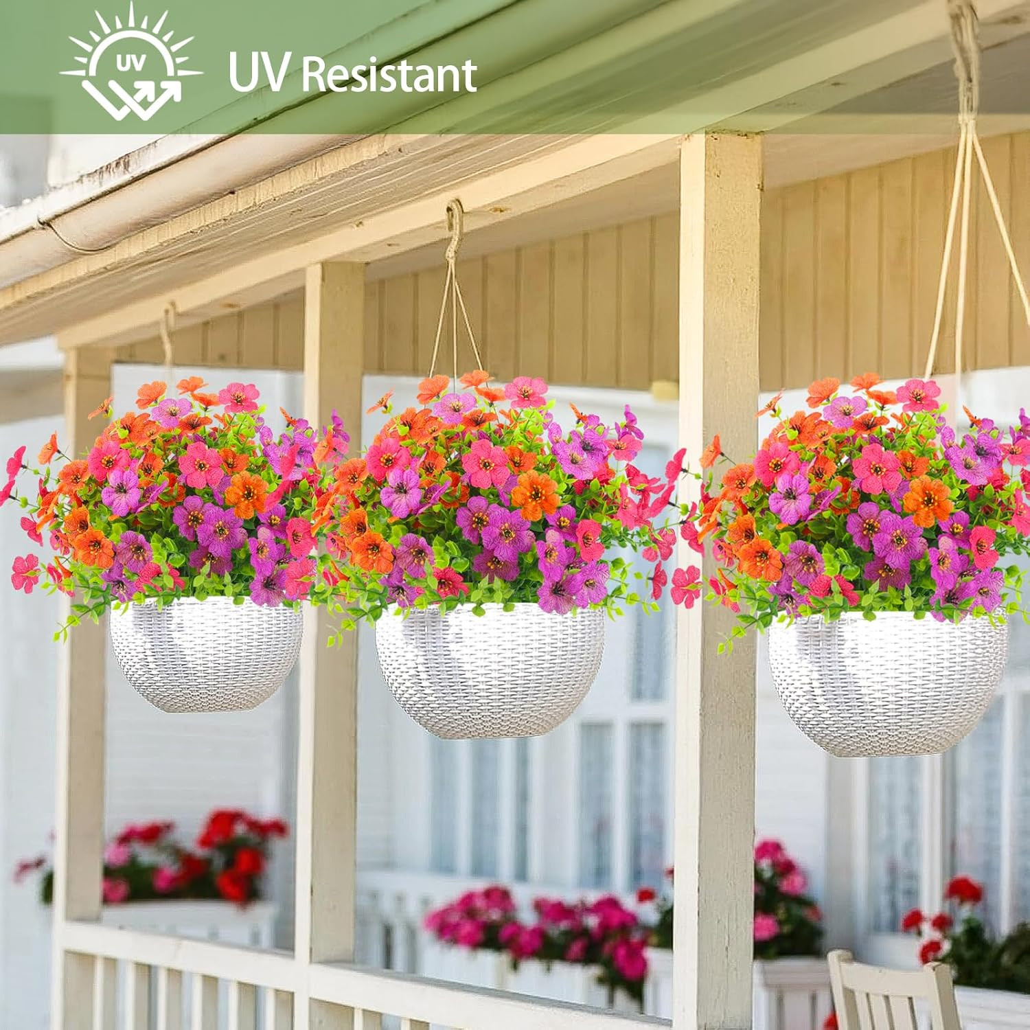 Artificial Mums for Outdoors Faux Mums UV Resistant 6 Bundles Realistic
