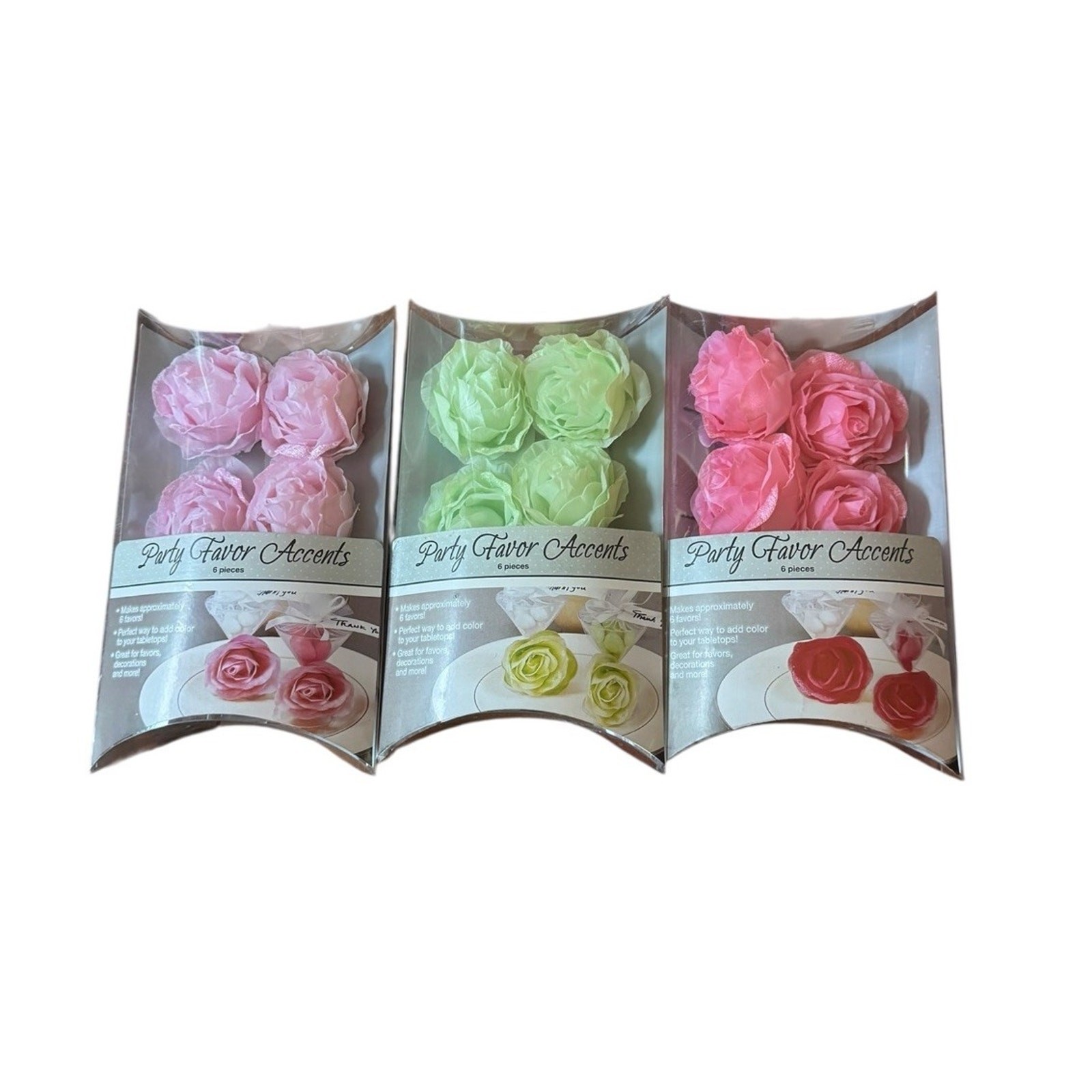 18 Artificial Accent Roses Tabletop Decorations Dinner Party Green Pink Flower
