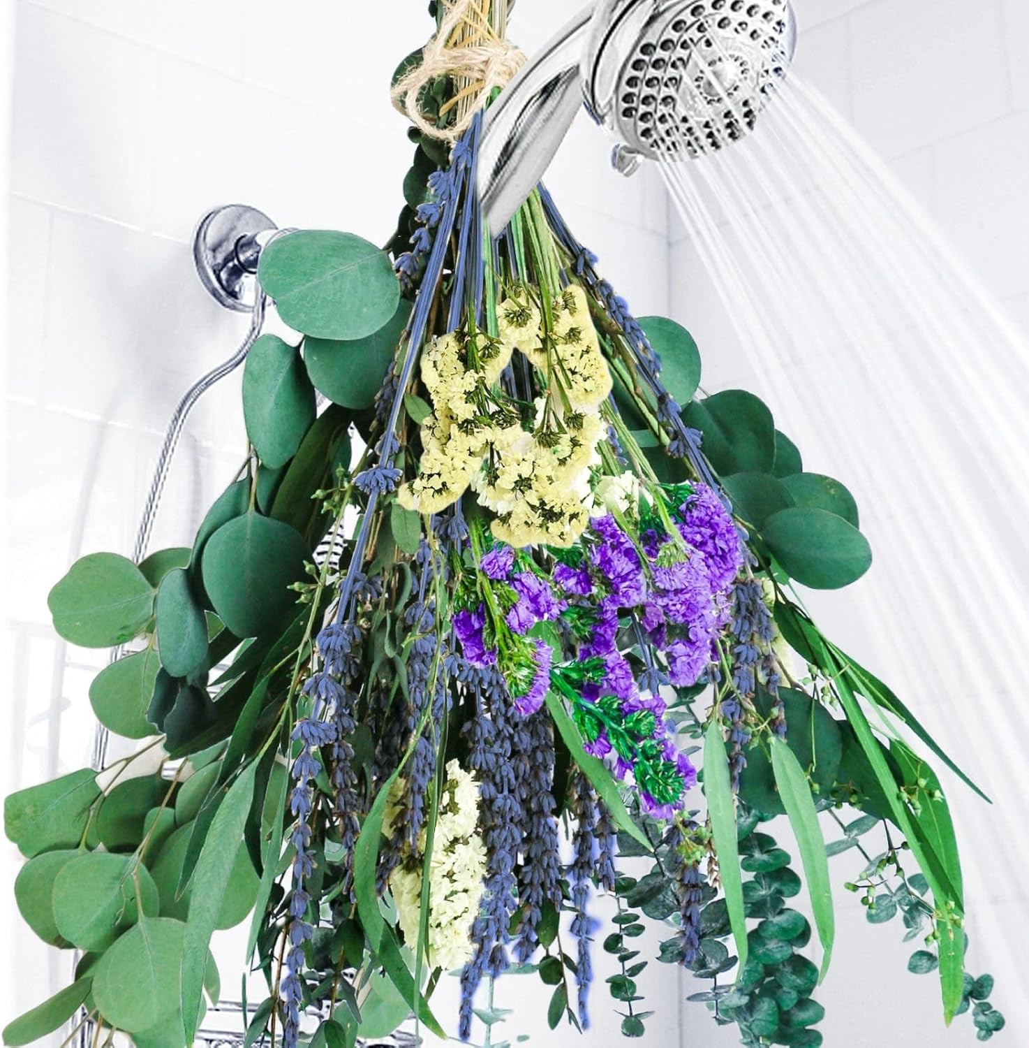 45PCS Mix Eucalyptus Stems & Lavender Flowers Bundles for Shower, 17” Natural R