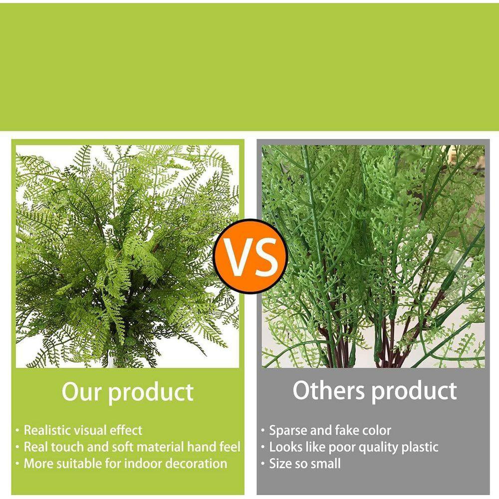7.80 in H Green Artificial Boston Fern Plants 2 Pcs Uv-Resistant Faux Greenery