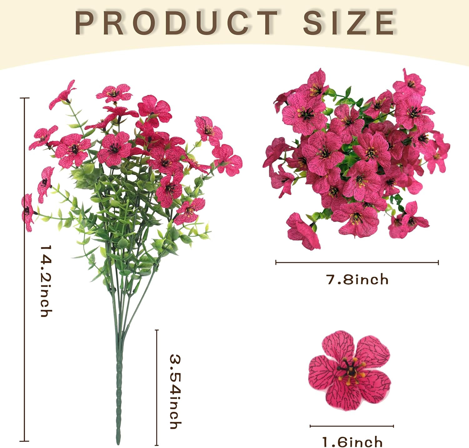 24 Bundles Artificial Flowers Bulk for Outdoor Decor, UV Resistant Fake Plastic