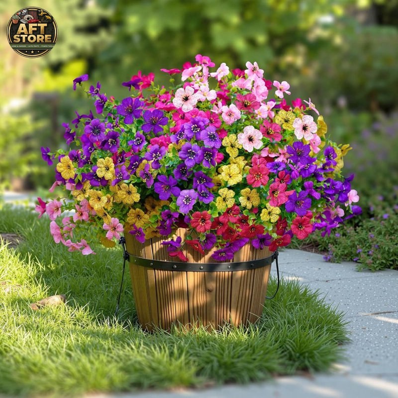 Primrue 24 Bundles Artificial Flowers for Outdoor Decoration