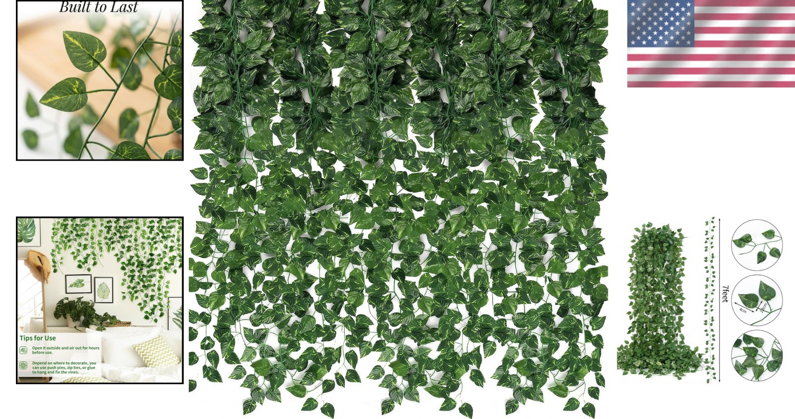 Fake Vines for Room Decor 24 Pack 168ft Artificial Ivy Greenery Garland for B…