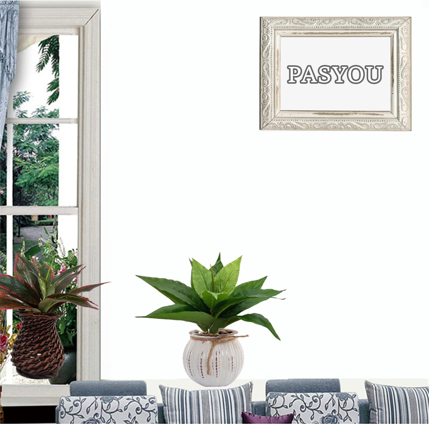 Artificial Agave Fake Plant, 10 Inches Faux Shrubs Bushes Plants for Indoor O…