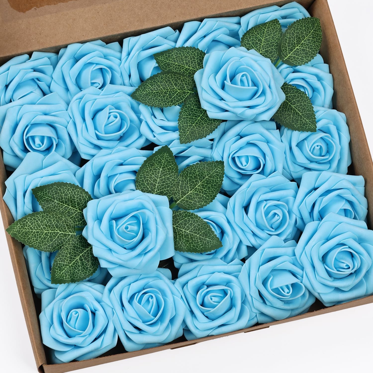 25pcs Artificial Flower，Real Touch Artificial Foam Roses Decoration DIY for W…