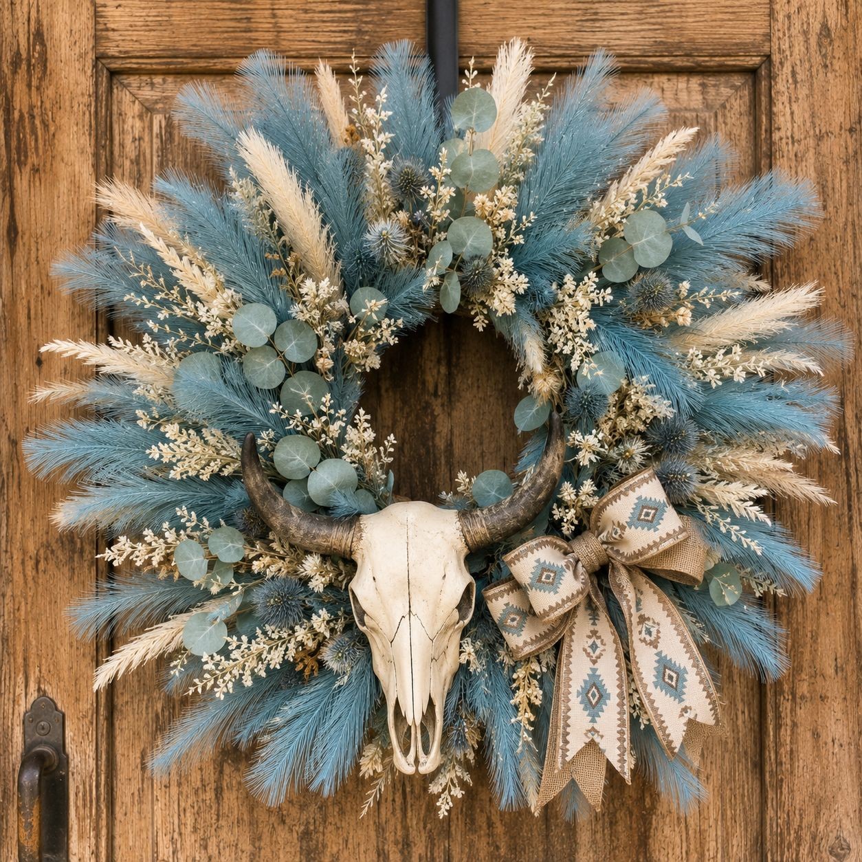 Smoky Teal Faux Pampas Grass Blue Pampas Stems Coastal Decor Boho Decor Wedding