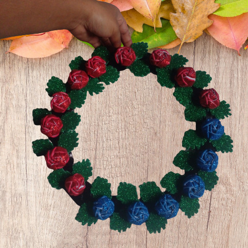 DIY Glitter Foam Rose Flowers Wall Hanging Cardboard Hand Made Home Decor Craft