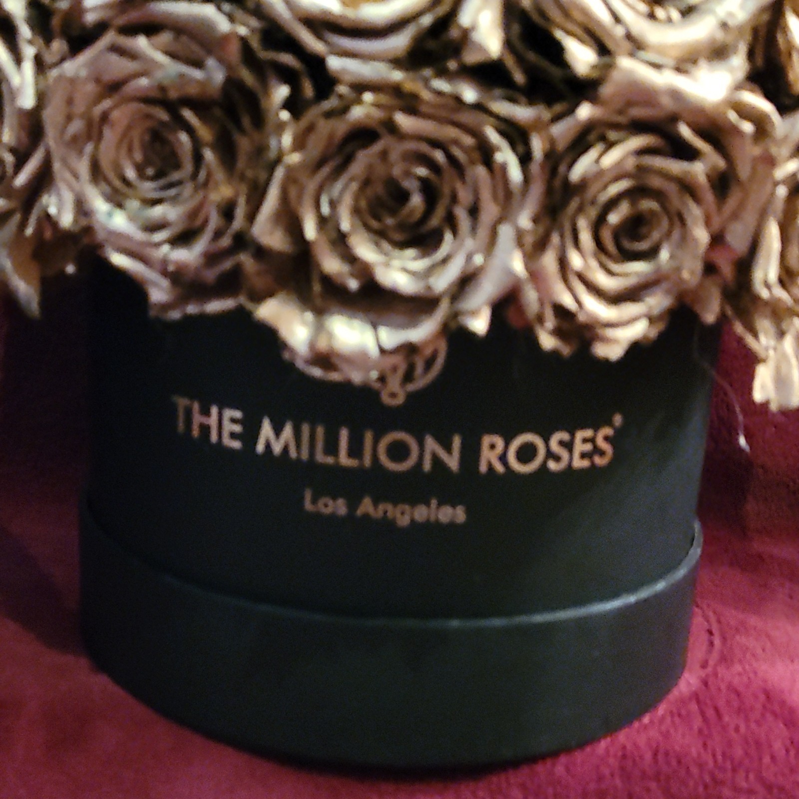 The Million Roses Fresh Rose Flower Box Arrangement, Gold/Black Hat Box Set of 2