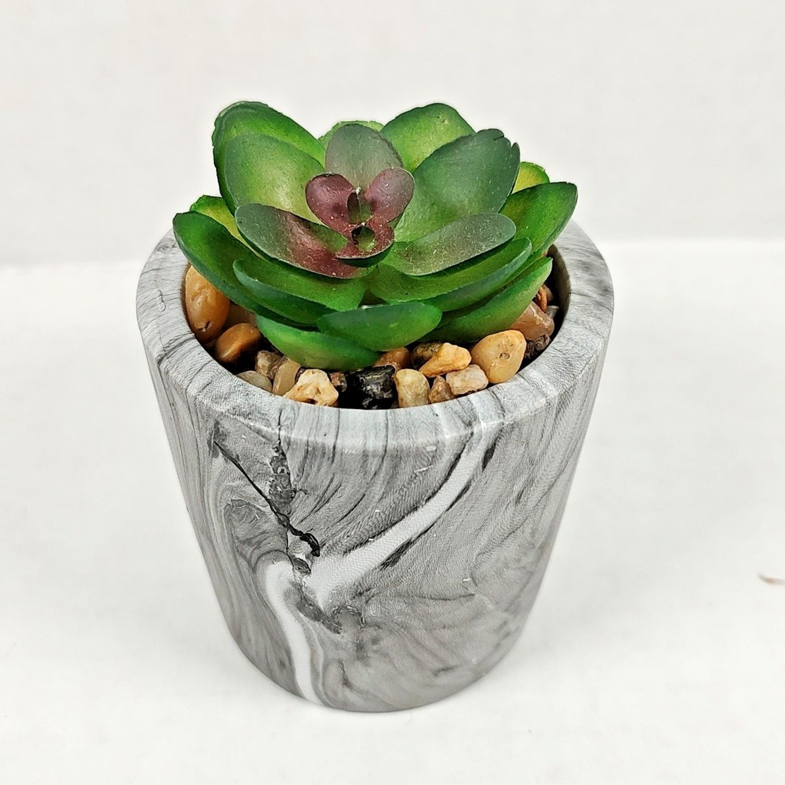 Mini Potted Plant Artificial Succulent Faux Marble 3.5″ x 3″ Mountain Crest