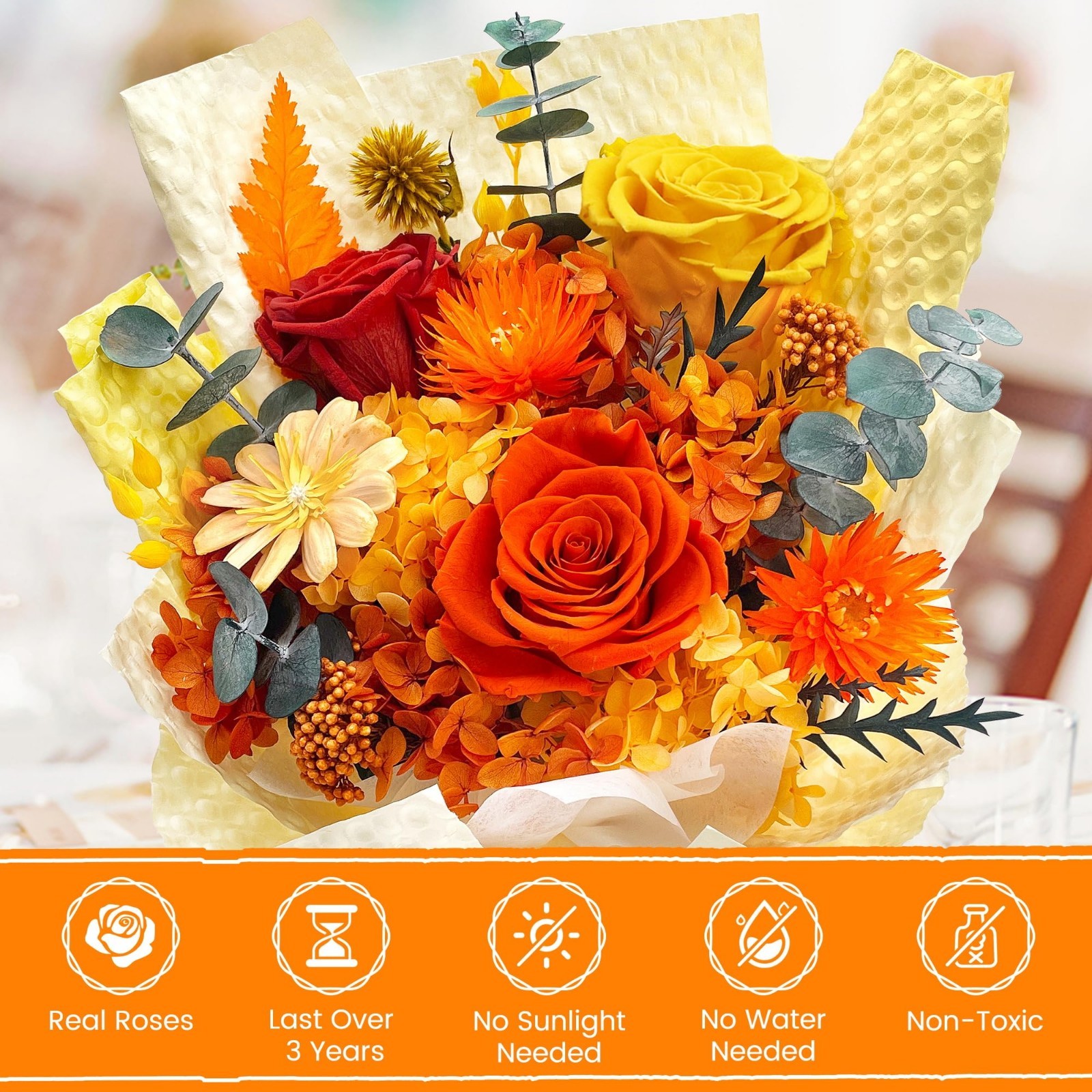 Preserved Flower Bouquet for Mother’s Day, Birthday Gifts for Women & Moms