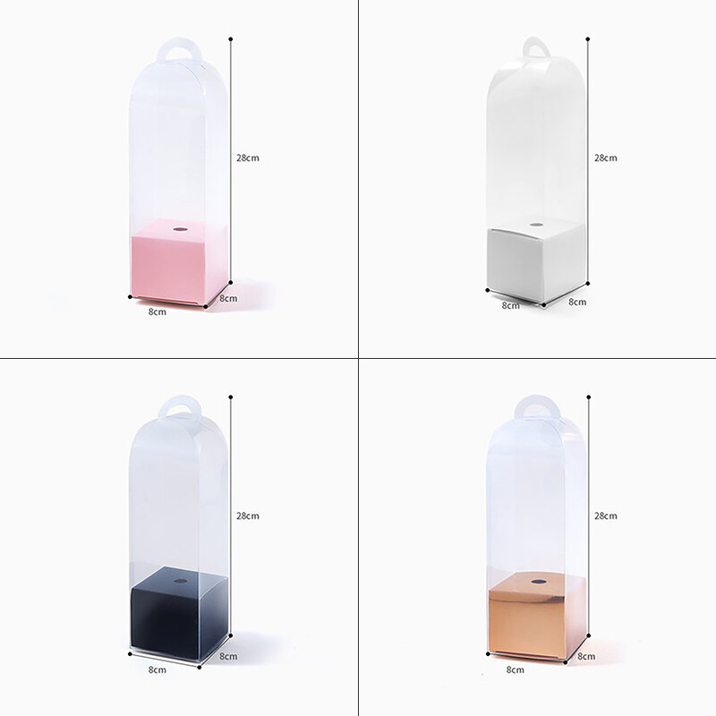 Transparent Rose Flower PVC Box Lighthouse Portable Flower Valentine Bouquet Box