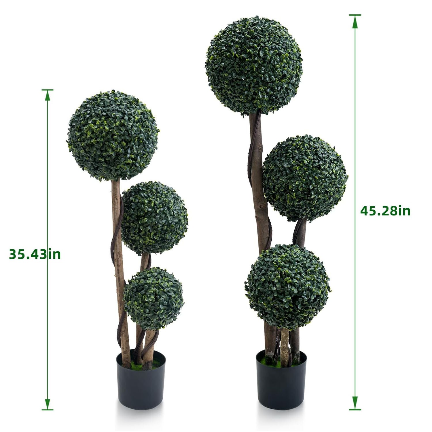 35/45In Artificial Triple Boxwood Topiary Ball Trees Green Milan Grass Ball Tree