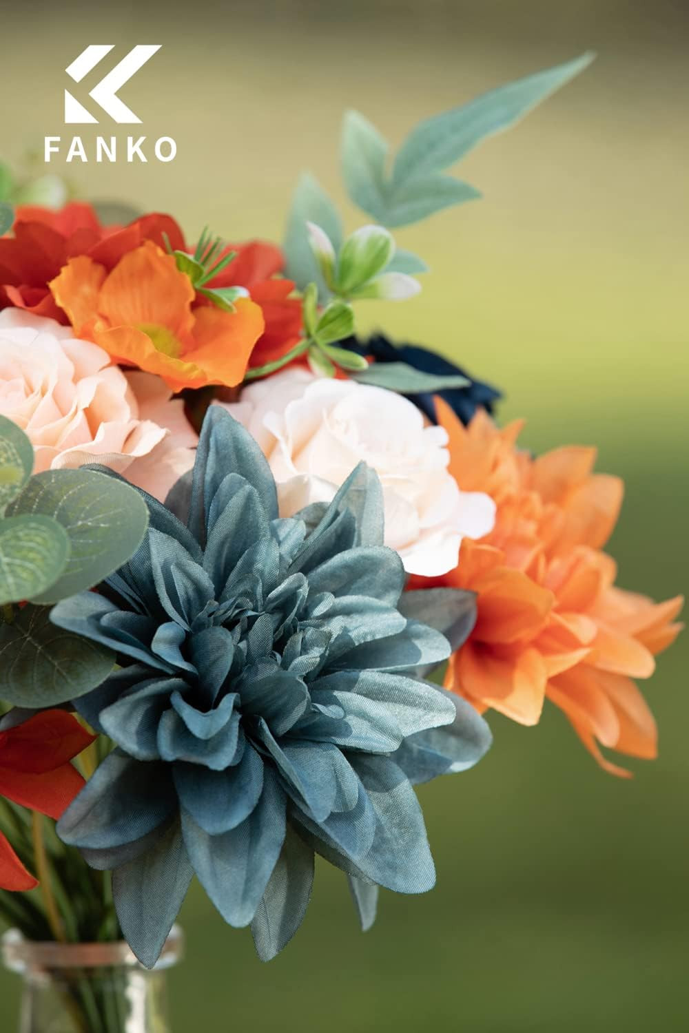 Burnt Orange & Navy Blue Silk Rose Combo for Wedding & Home Décor