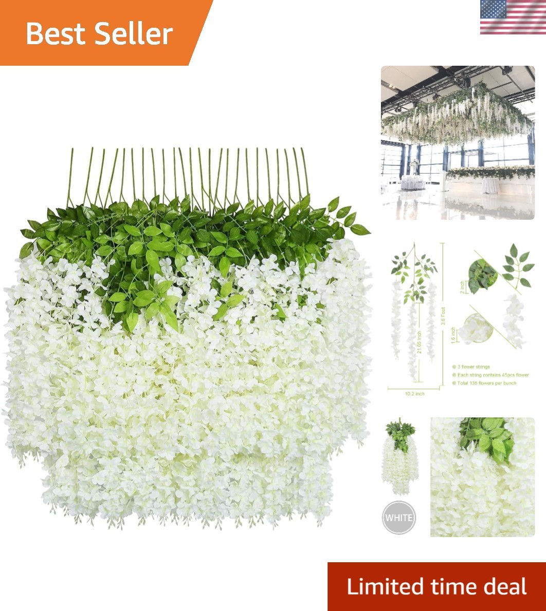 Realistic 48-Pack Artificial Wisteria Vines – Indoor & Outdoor Floral Bliss