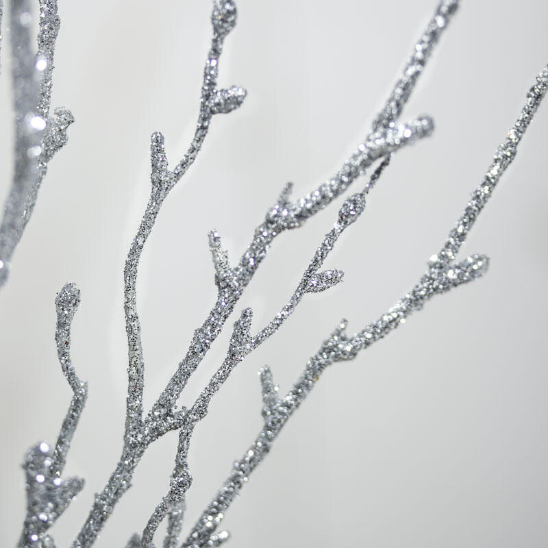Group of 12 Glitzy Silver Glitter 22″ Twig Branches Embellishing Stems