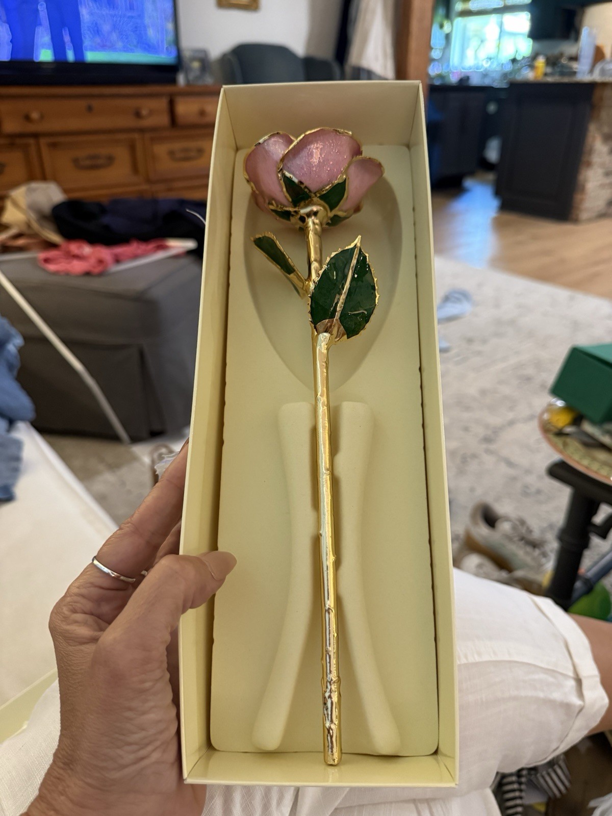 real rose dipped in 24k gold in Plum