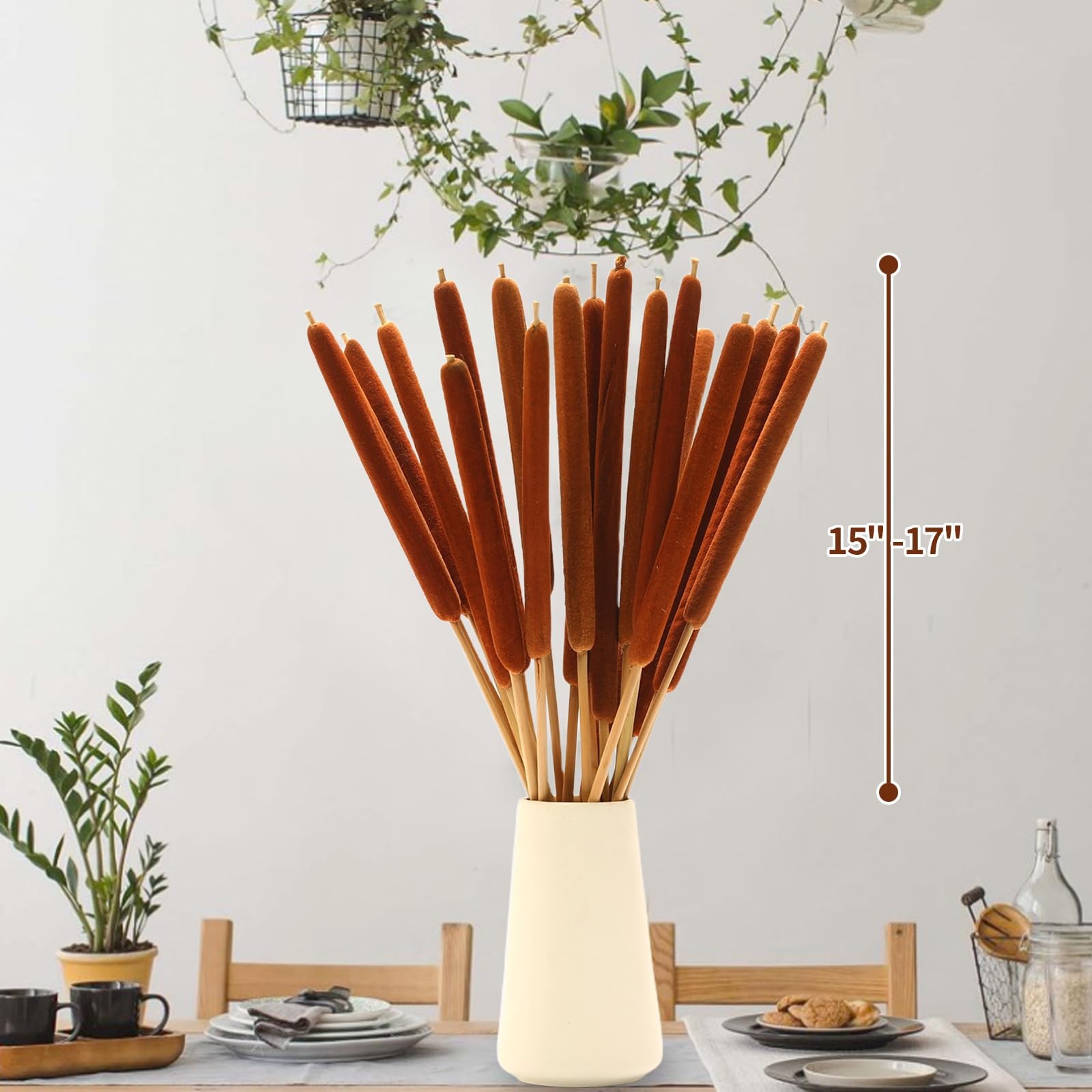 Natural Dried Cattail Flowers 20 PCS Floral Arrangements Fall Decor Brown 17 In