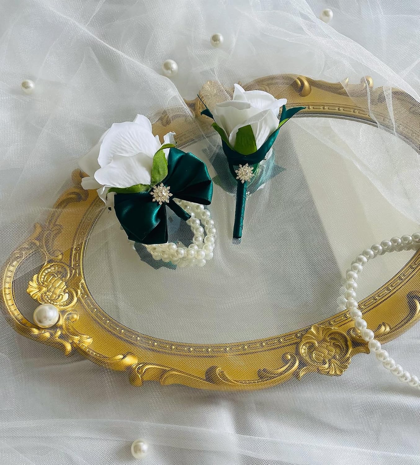 Corsage and Boutonniere Set for Wedding Prom Artificial Flower Corsage Wristl…
