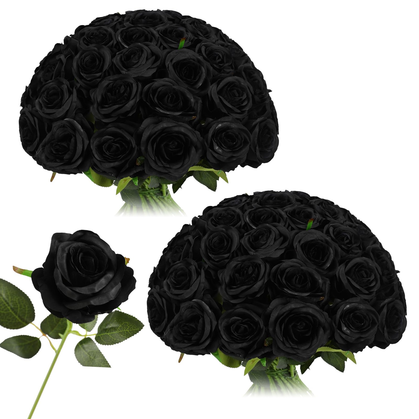 50pcs Artificial Silk Roses Bulk,Fake Roses Flower with Stems Realistic Flowe…