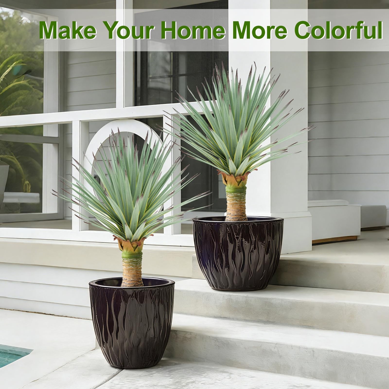 Best 17.7inch Artificial Agave Plant with 100 Leaves Faux Floor Large Fake Black