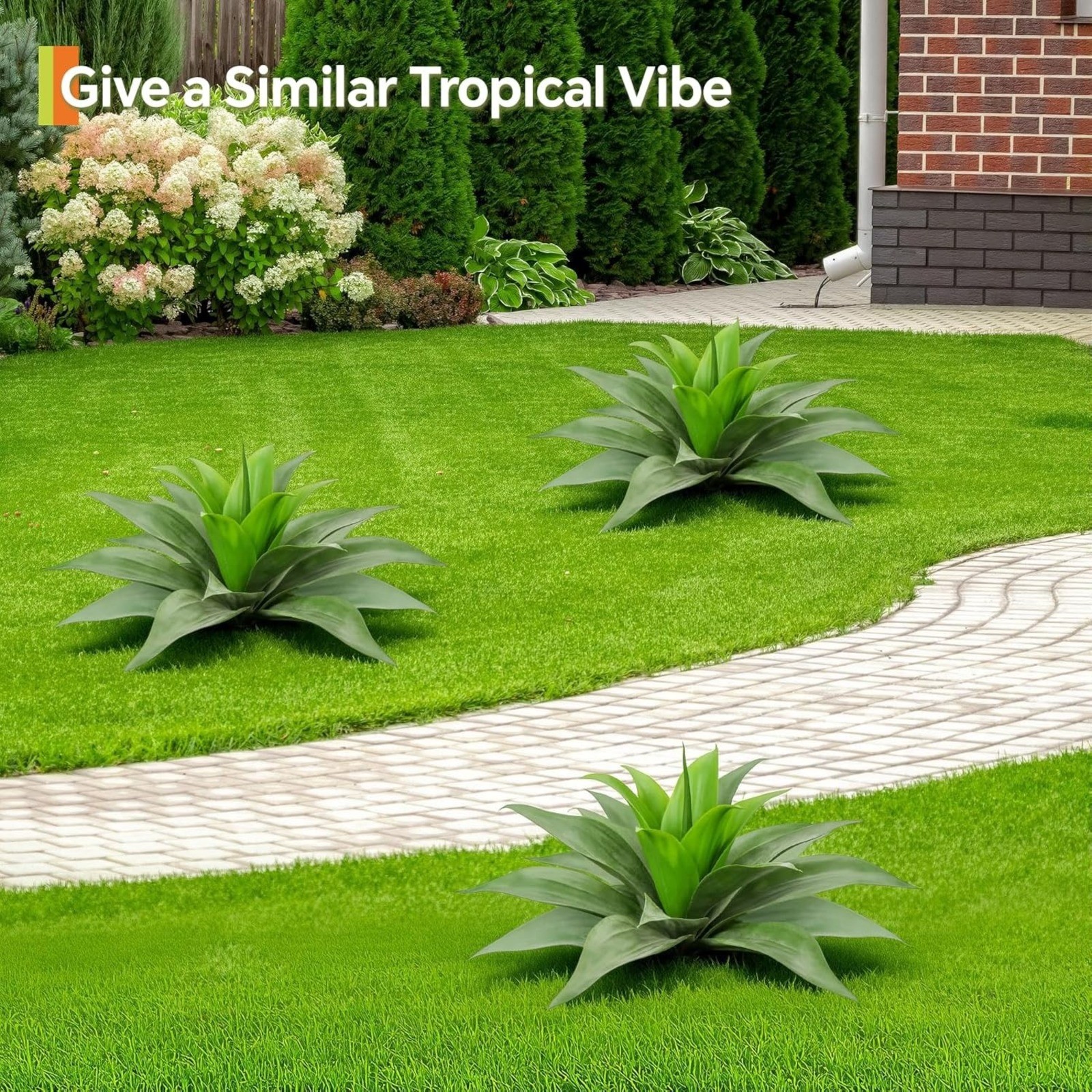2PC 22/29 Leaves Artificial Agave Plant Set UV Resistant Realistic Fake Plant