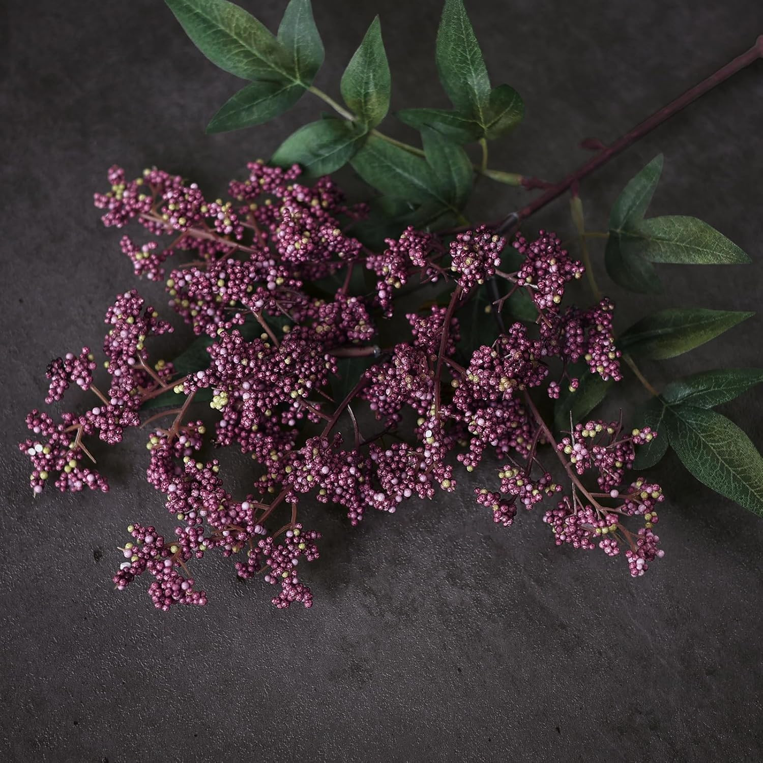 12 Pcs 17″ Artificial Nandina Berry Stem, Faux Berry Spray(Dusty Plum) | DIY Bou