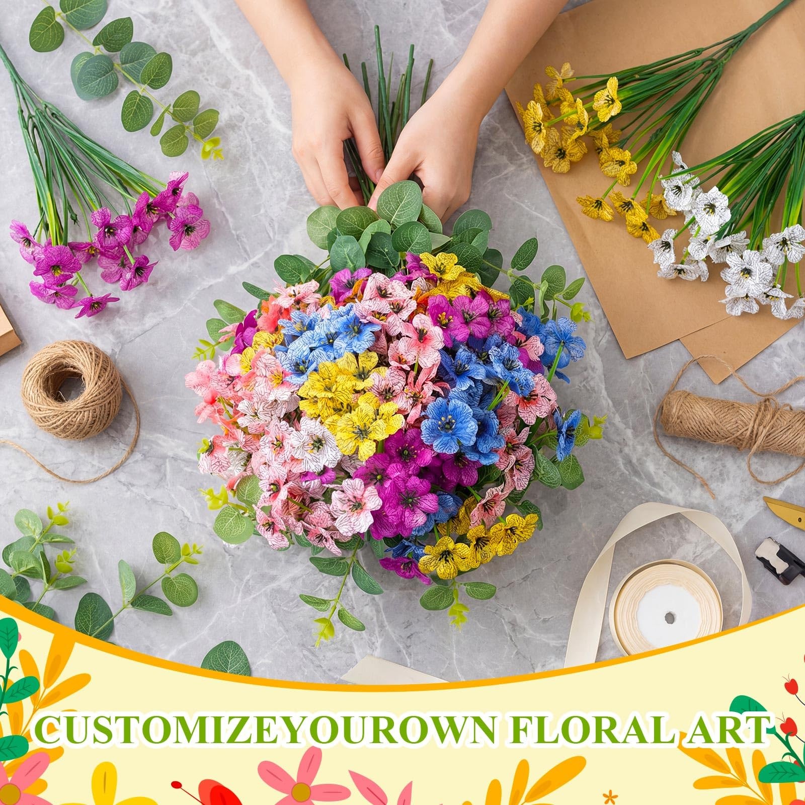 38 Bundles Artificial Flowers for Outdoor Decorations, UV Resistant No Fade F…
