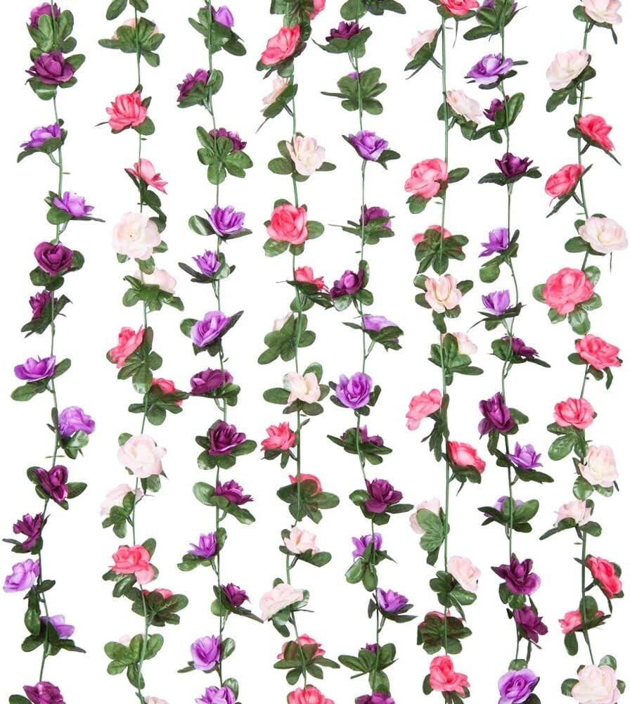 Vibrant Floral Garland Decorations – 8 Pack, Ideal for Every Celebration