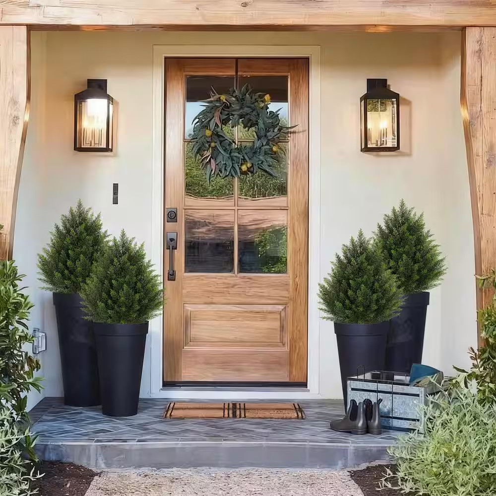 2-Sets 2 Ft. Artificial Cedar Bush Shrubs with Ground Stake Indoor Outdoor UV Re