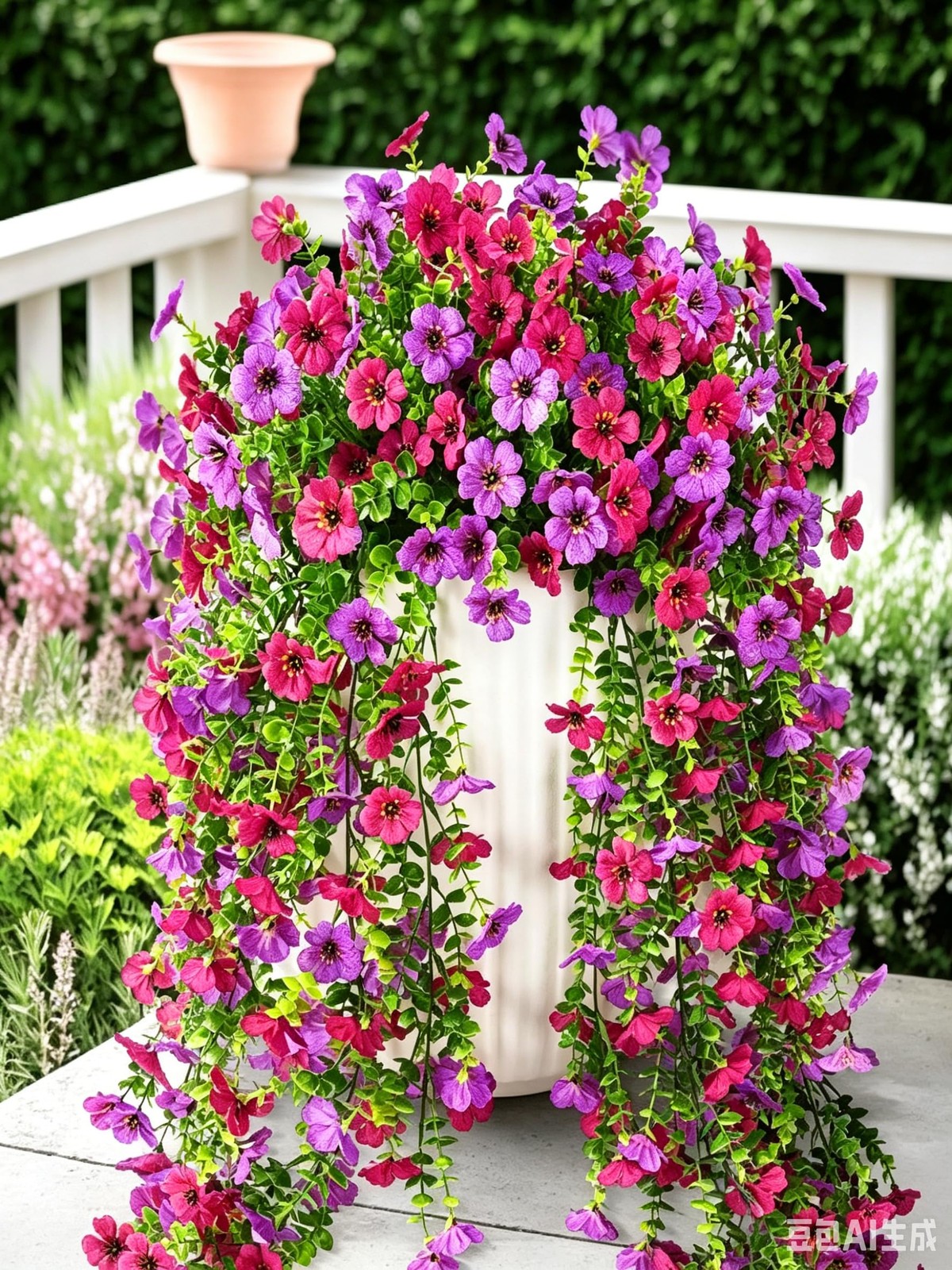 2 Packs Artificial Flowers for Outdoor Violet Eucalyptus UV Resistant Faux Silk