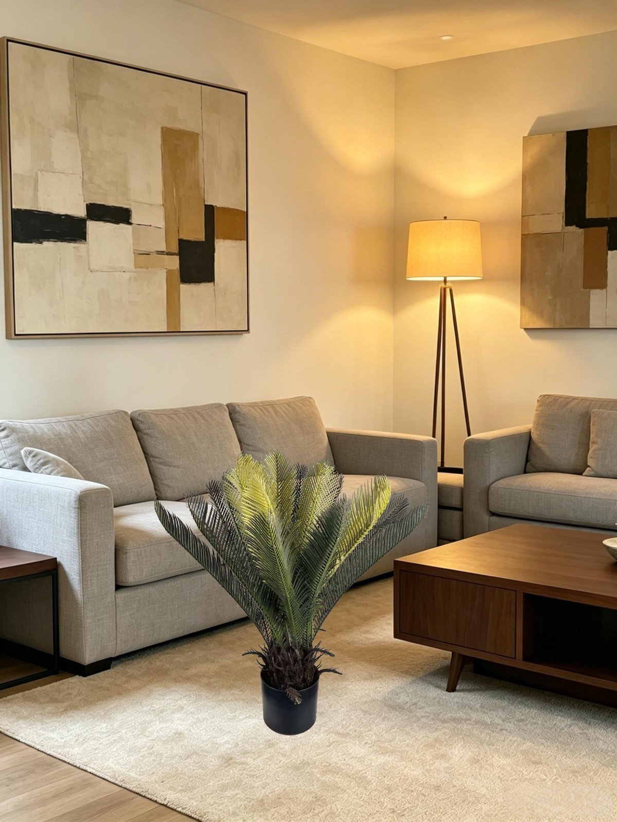 2Pack 70cm Artificial Sago Palm Cycas Plant Potted Lifelike Cycad for Home Decor