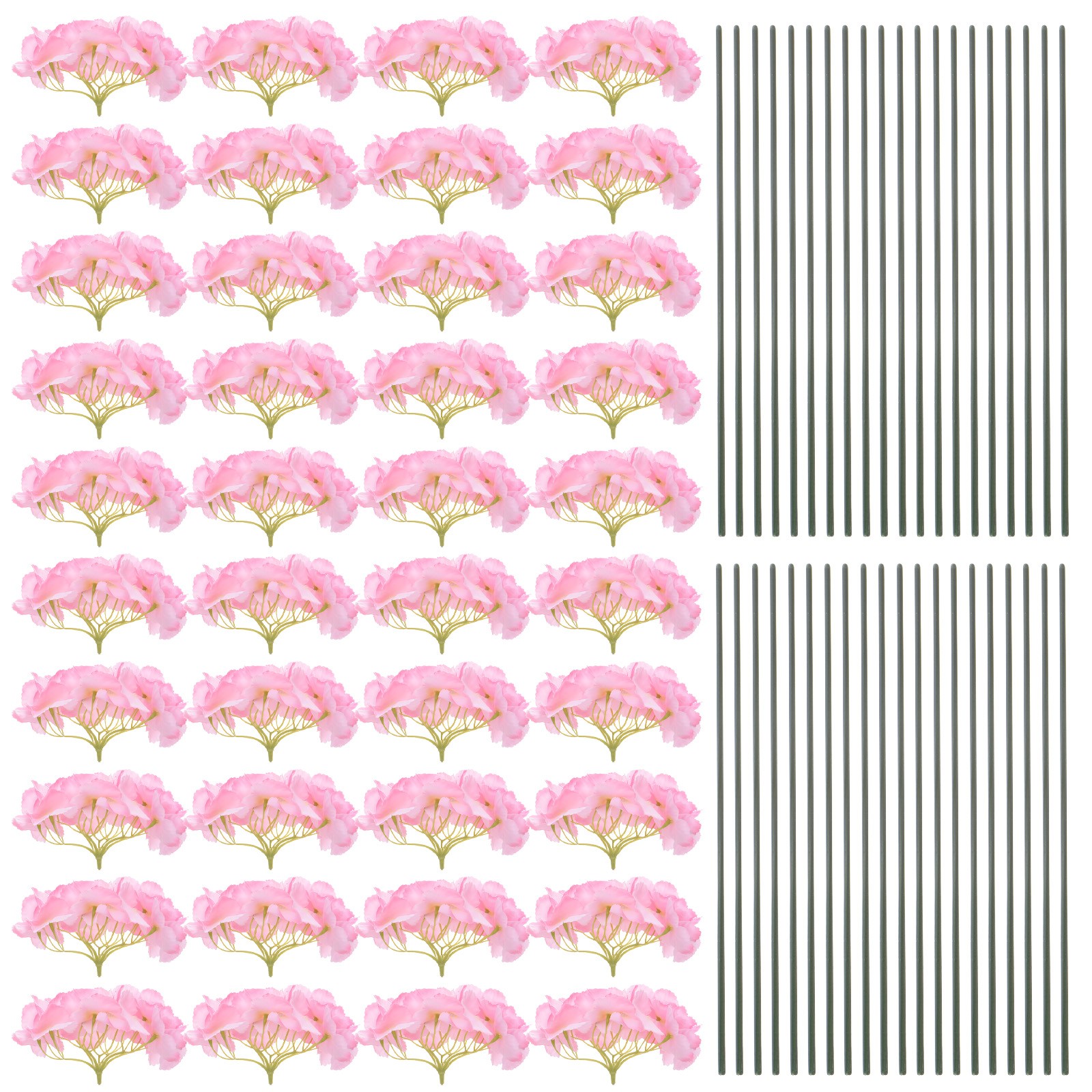 40-Pack Silk Hydrangea Flowers for Home Decor [Gradient Dark Pink]