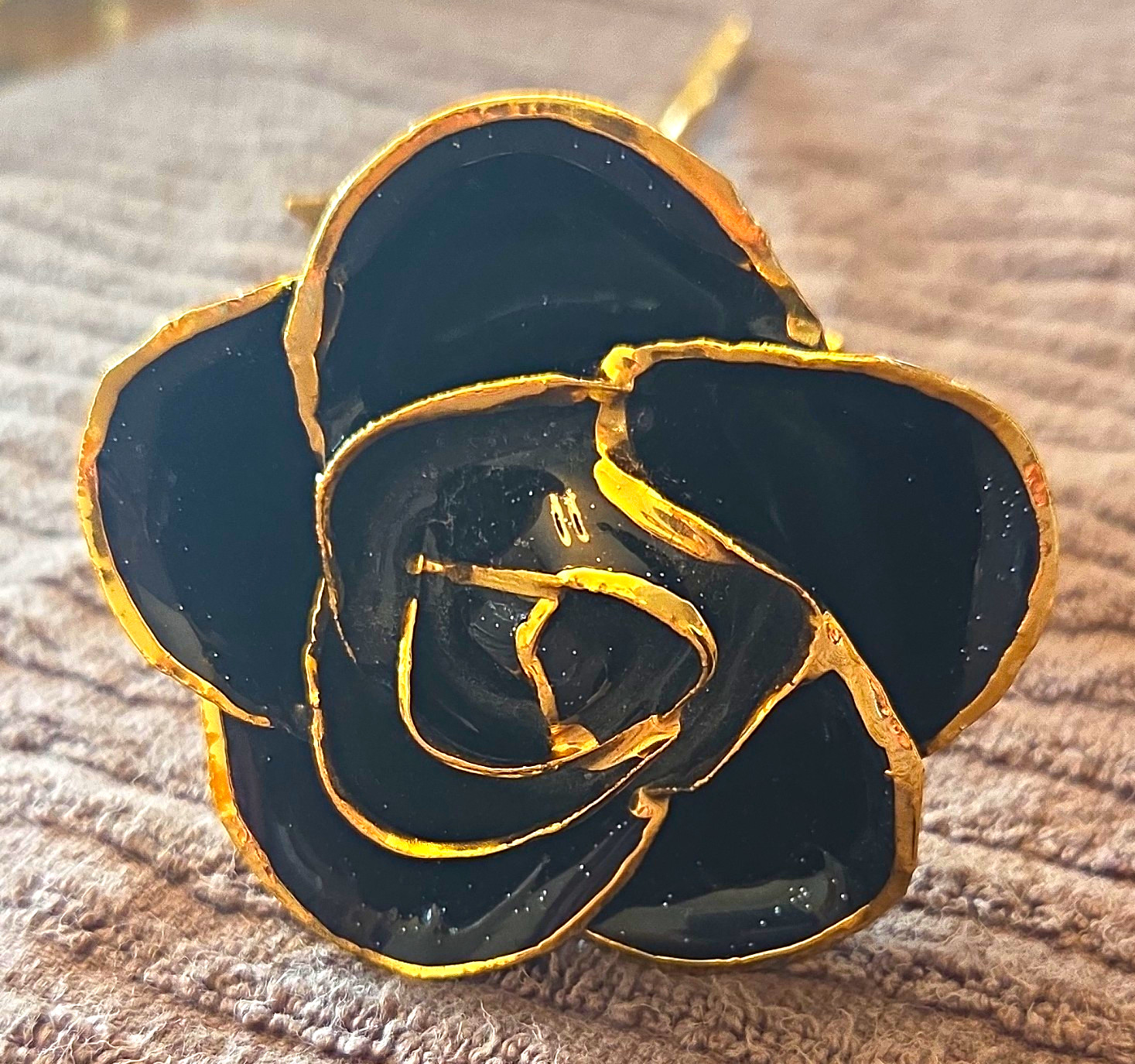 I Hate Steven Singer Artificial Black Rose Flower Stem Twig w/ Gold Trim