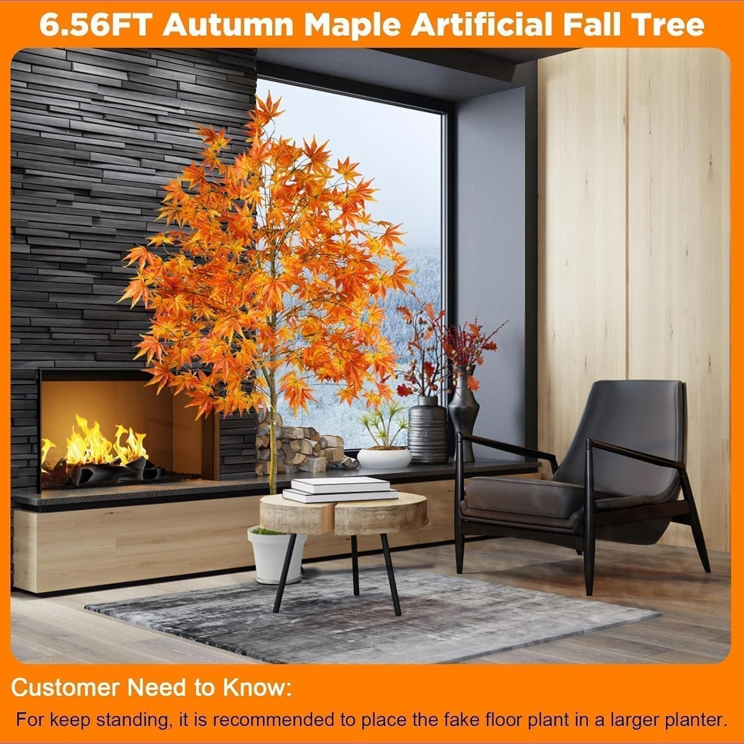 6.5FT Lighted Artificial Maple Tree – Fall Decor with LED Warm White Lights