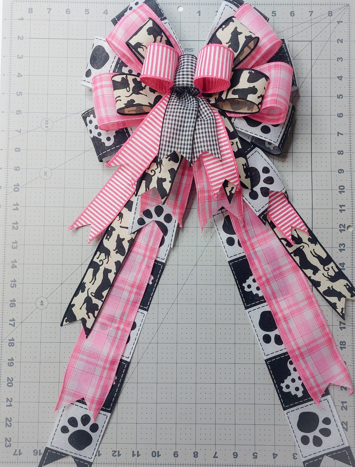Pink Dog Wreath Bow