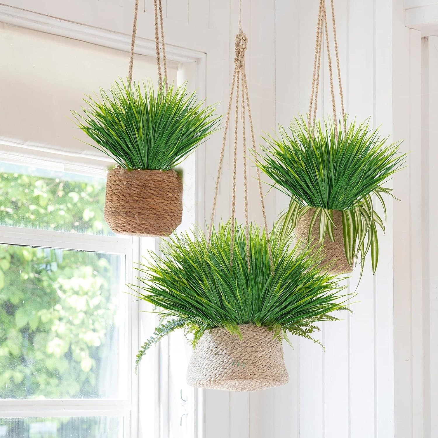 No-Fade Faux Plastic Grass Plants – 12 Bundles for Elegant Indoor & Outdoor Use