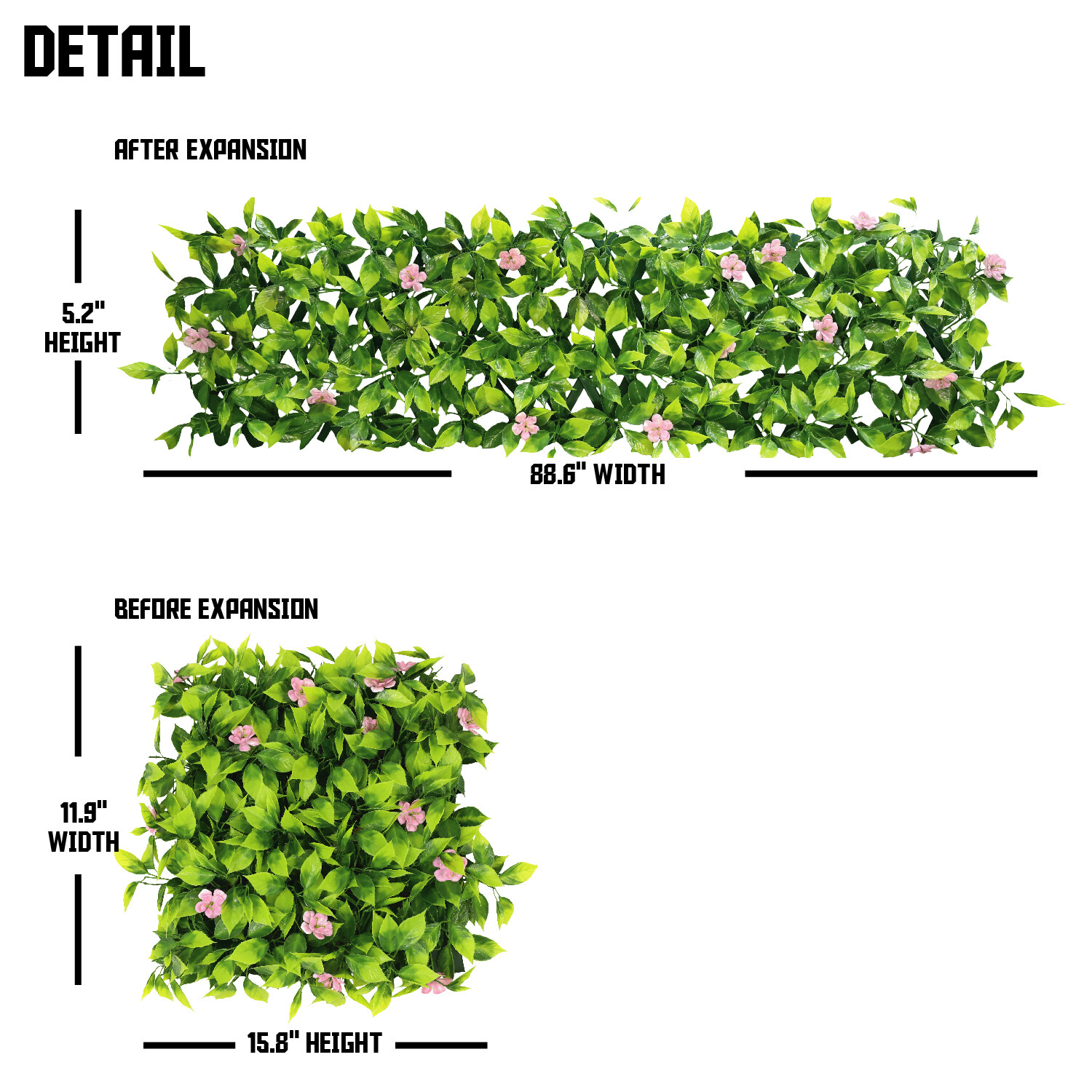 Expandable Artificial Faux Sakura Leaf Privacy Fence Screen Yard Plant Decor