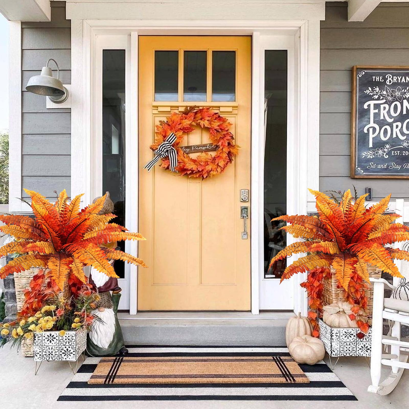 Artificial Fall Plants Artificial Fall Ferns for Outdoors, Set of 2 Bouquets …