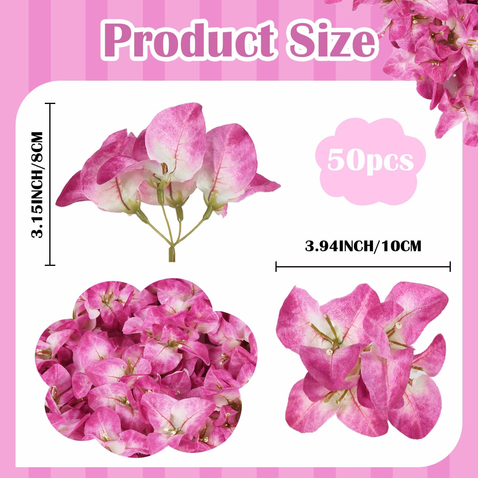 50PCS Bougainvillea Artificial Flower Heads,Fake Bougainvillea Realistic Silk…