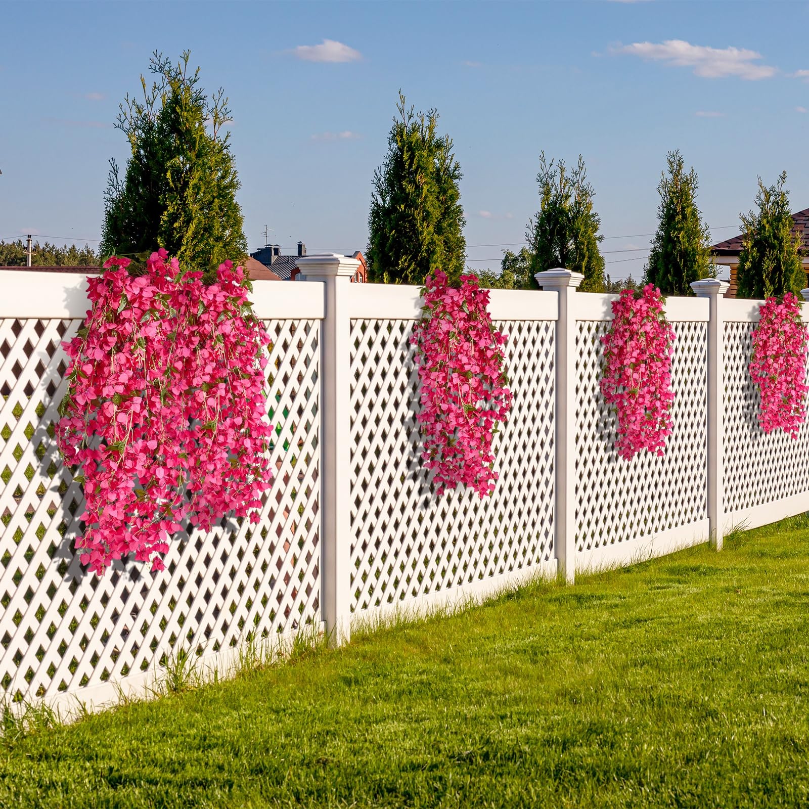 2 PCS 50 Inch Silk Bougainvillea Artificial Flowers, Faux Triangle Plum Flowe…