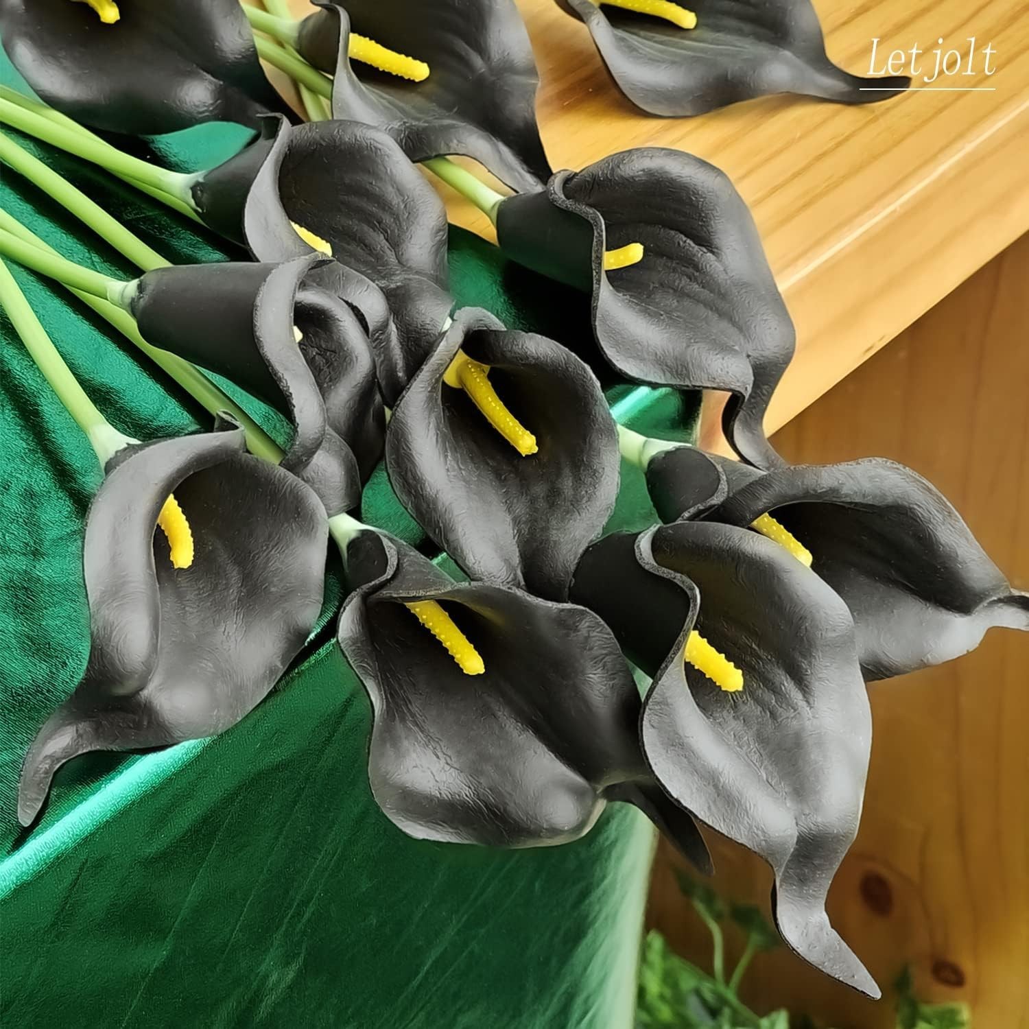 Realistic Black Calla Lilies – 12 Count for Weddings and Home Decoration
