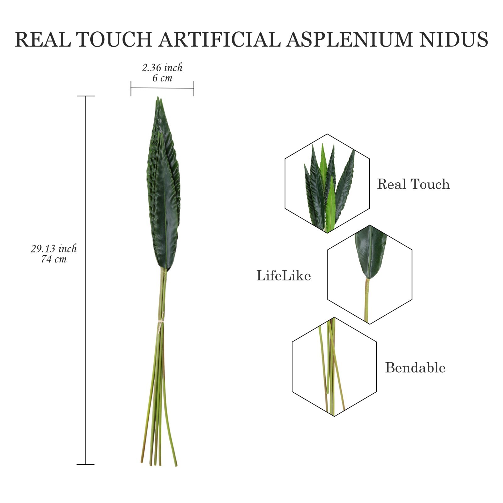 12-stems /29″ Artificial Bird’s Nest Fern Asplenium for Indoor and outdoor decor