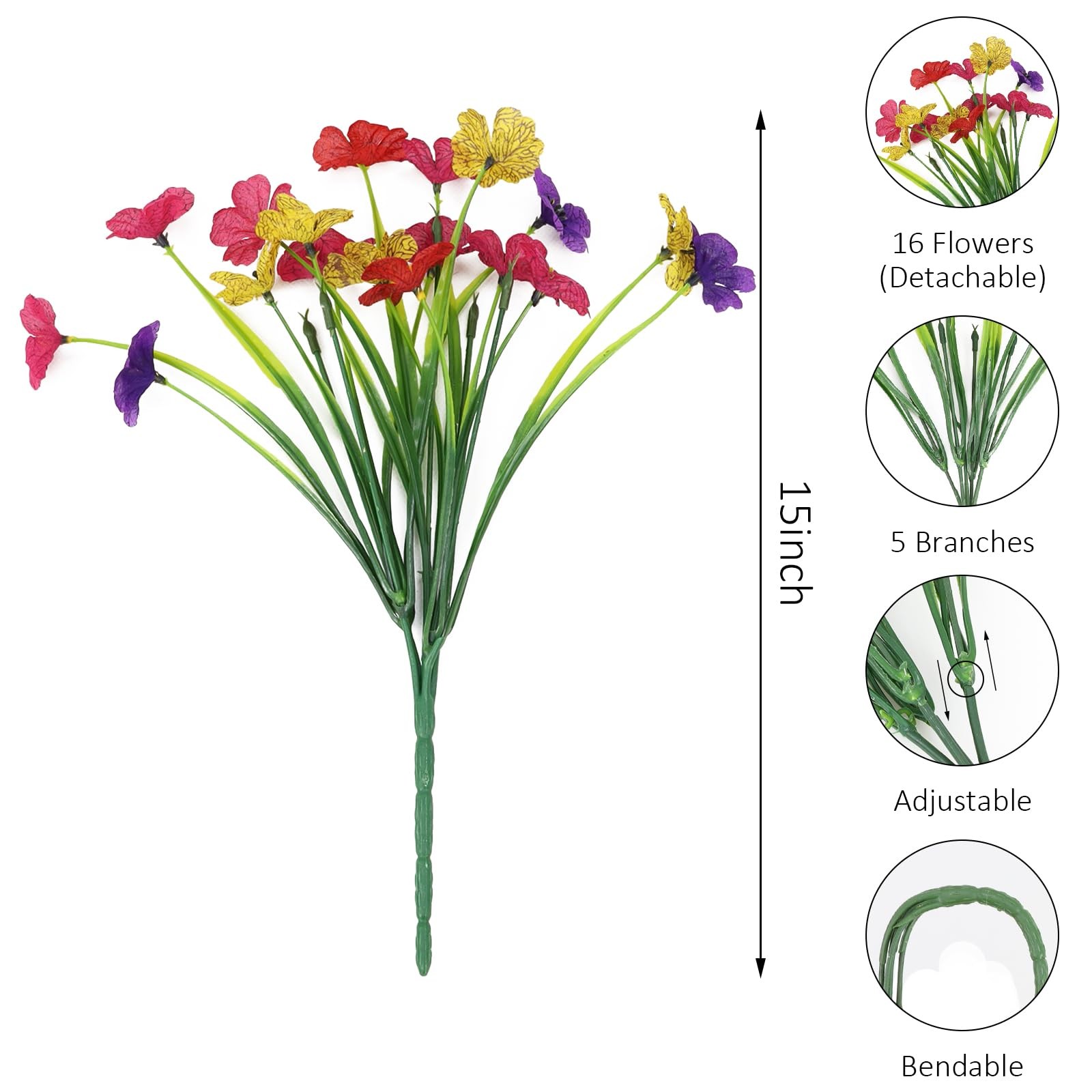 AWARDSEN 16 Bundles Summer Artificial Flowers Bundies Bulk UV Fake Flowers fo…